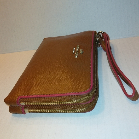 EUC☆COACH☆Edgepaint Crossgrain Leather Large Double Zip Clutch Wristlet~Rare - Picture 5 of 16